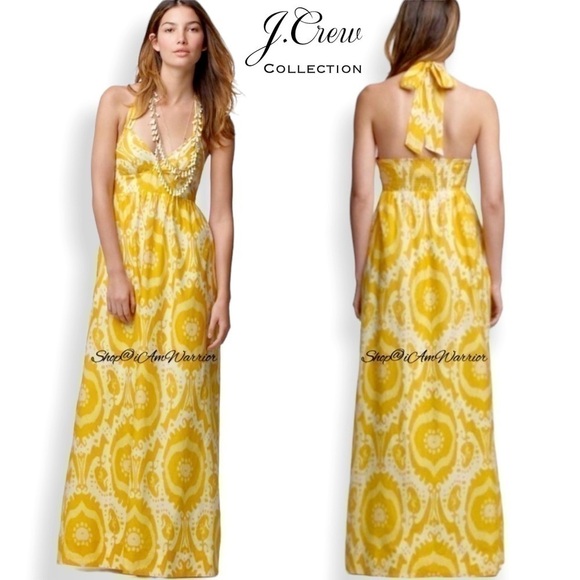 J.Crew maize ikat halter cotton/silk maxi dress *shop@iamwarrior - Picture 1 of 10